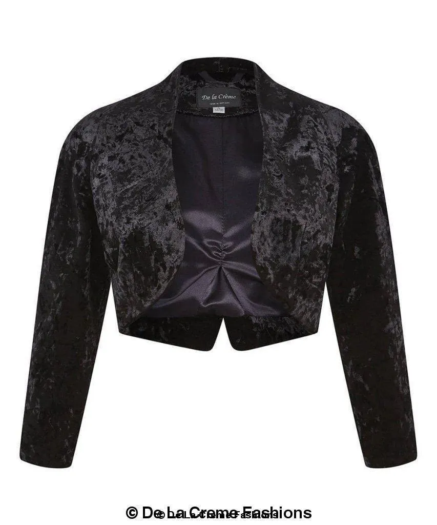 Open Front Velvet Bolero Shrug Top