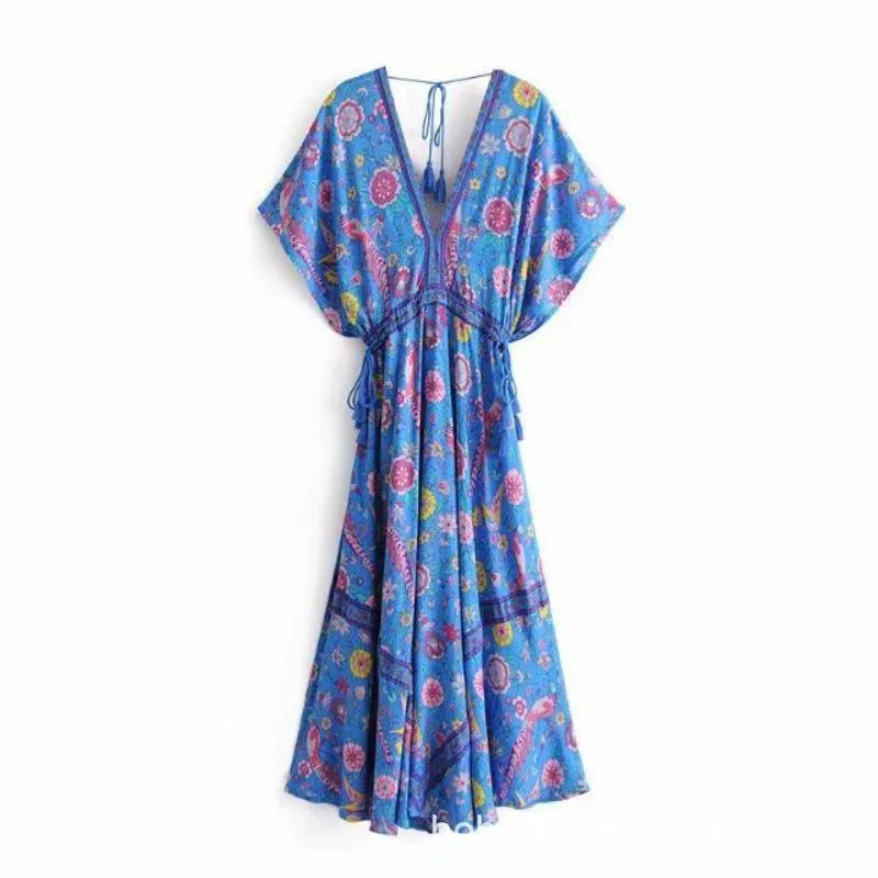 Peacock Print Bohemia Tassel Dresses