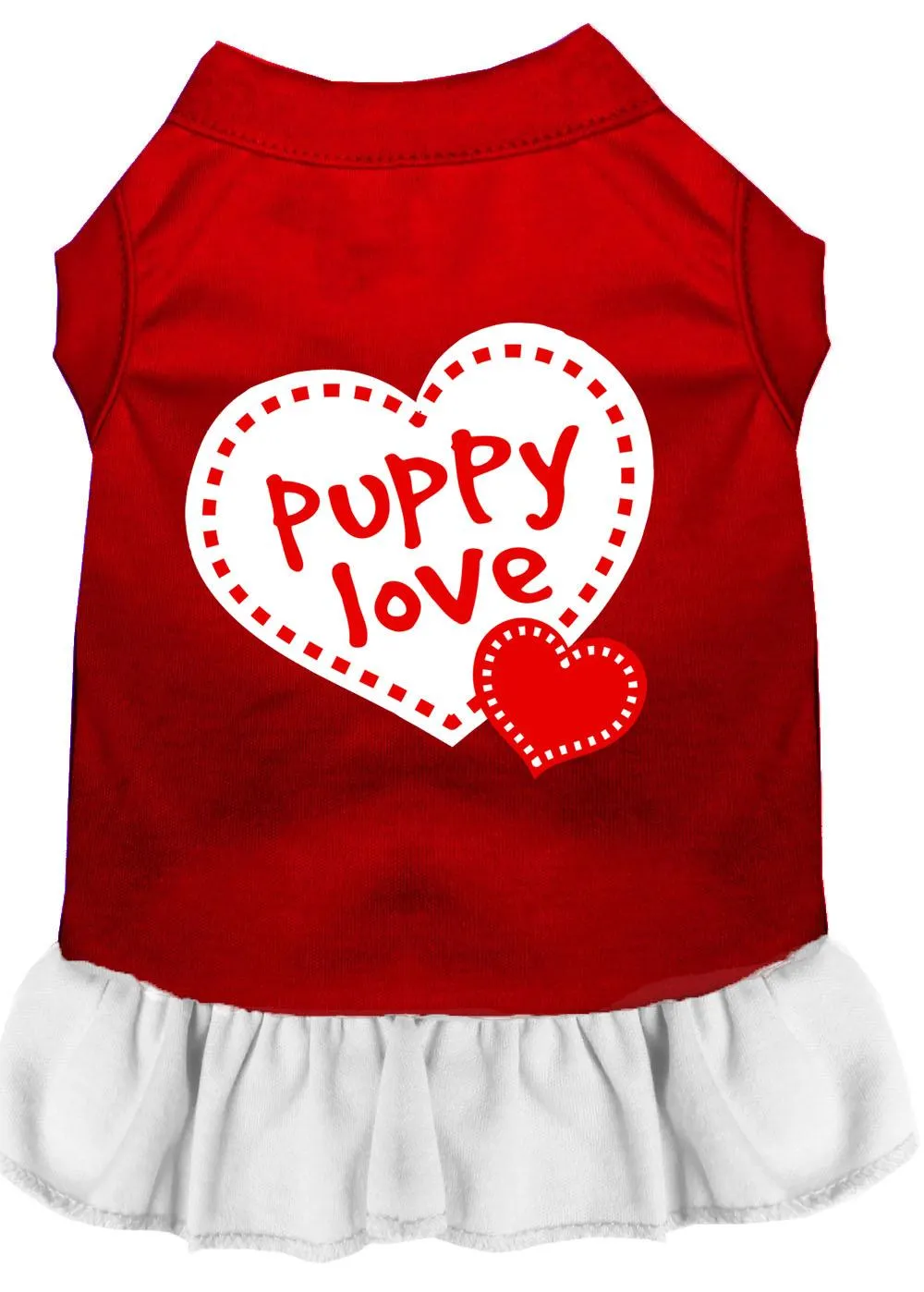 Puppy Love Screen Print Dress Red With White Xs (8)