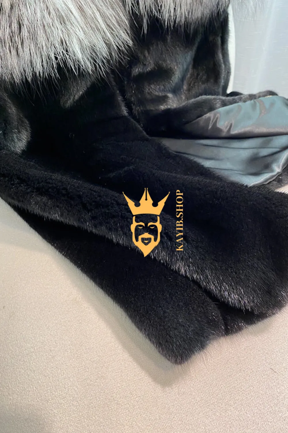 Real Mink Fur long Sleeveless Coat with Silver Fox Fur Shawl | Luxury Winter Fashion for men and women