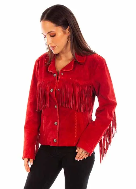 Red Suede Fringe Jacket at Bourbon Cowgirl