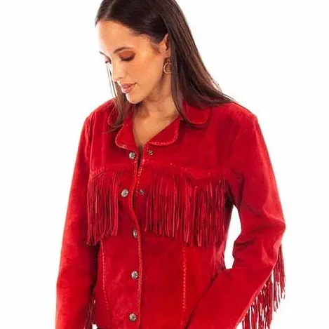 Red Suede Fringe Jacket at Bourbon Cowgirl