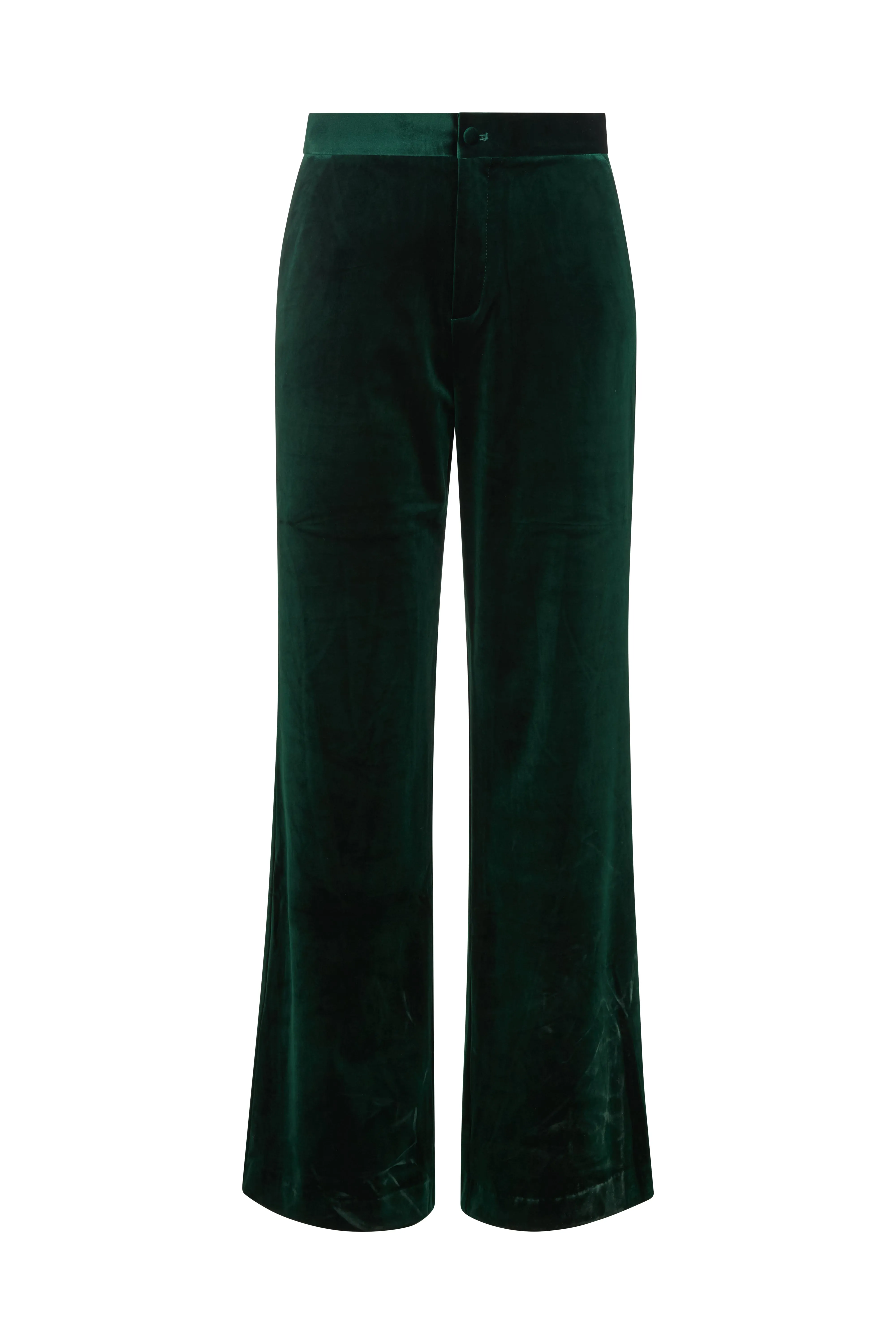 Sienna Straight Leg Velvet Trouser In Green