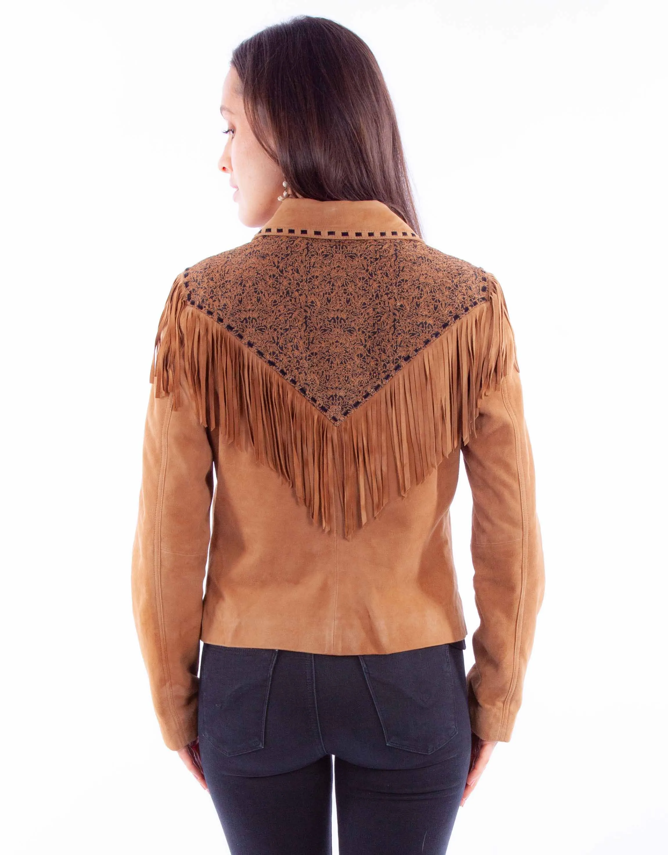 Tan Suede Fringed Zip Jacket at Bourbon Cowgirl