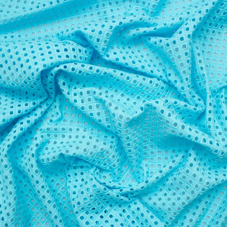 Turquoise Square Geometric Cotton Embroidery