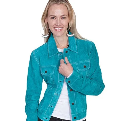 Turquoise Suede Jean Jacket at Bourbon Cowgirl