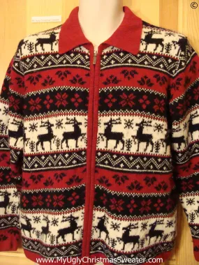 Vintage Style Reindder 2sided Christmas Sweater