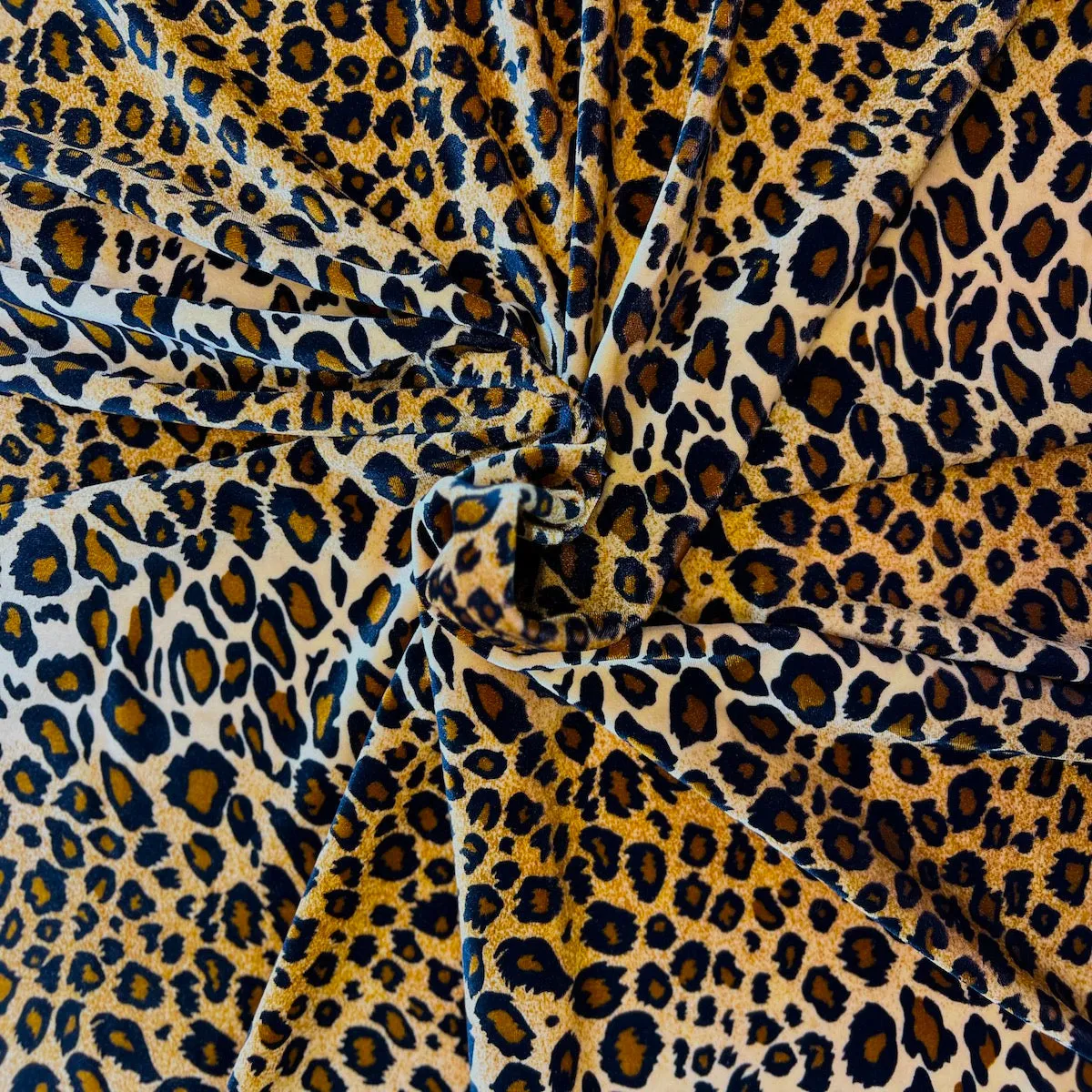 Wild Leopard Print Stretch Velvet Fabric