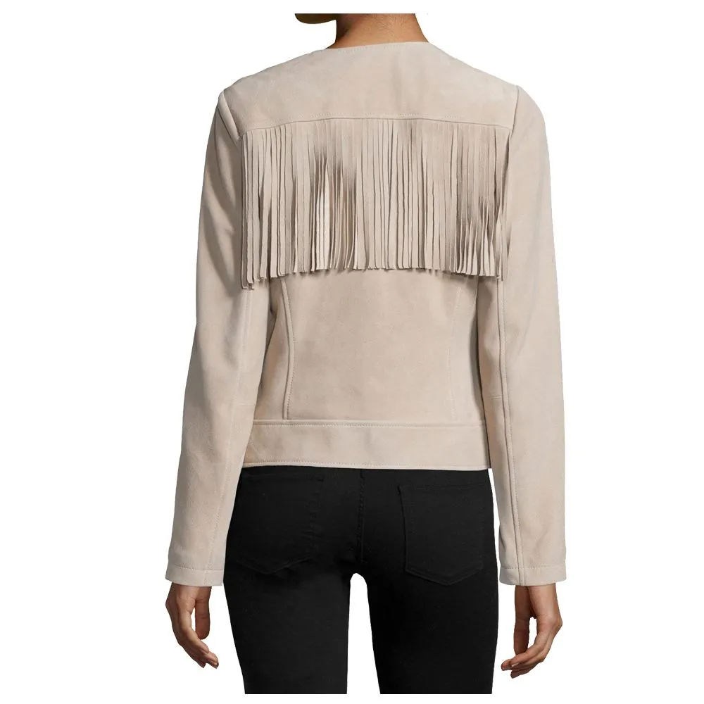 WOMEN FASHION FRINGES LEATHER JACKET