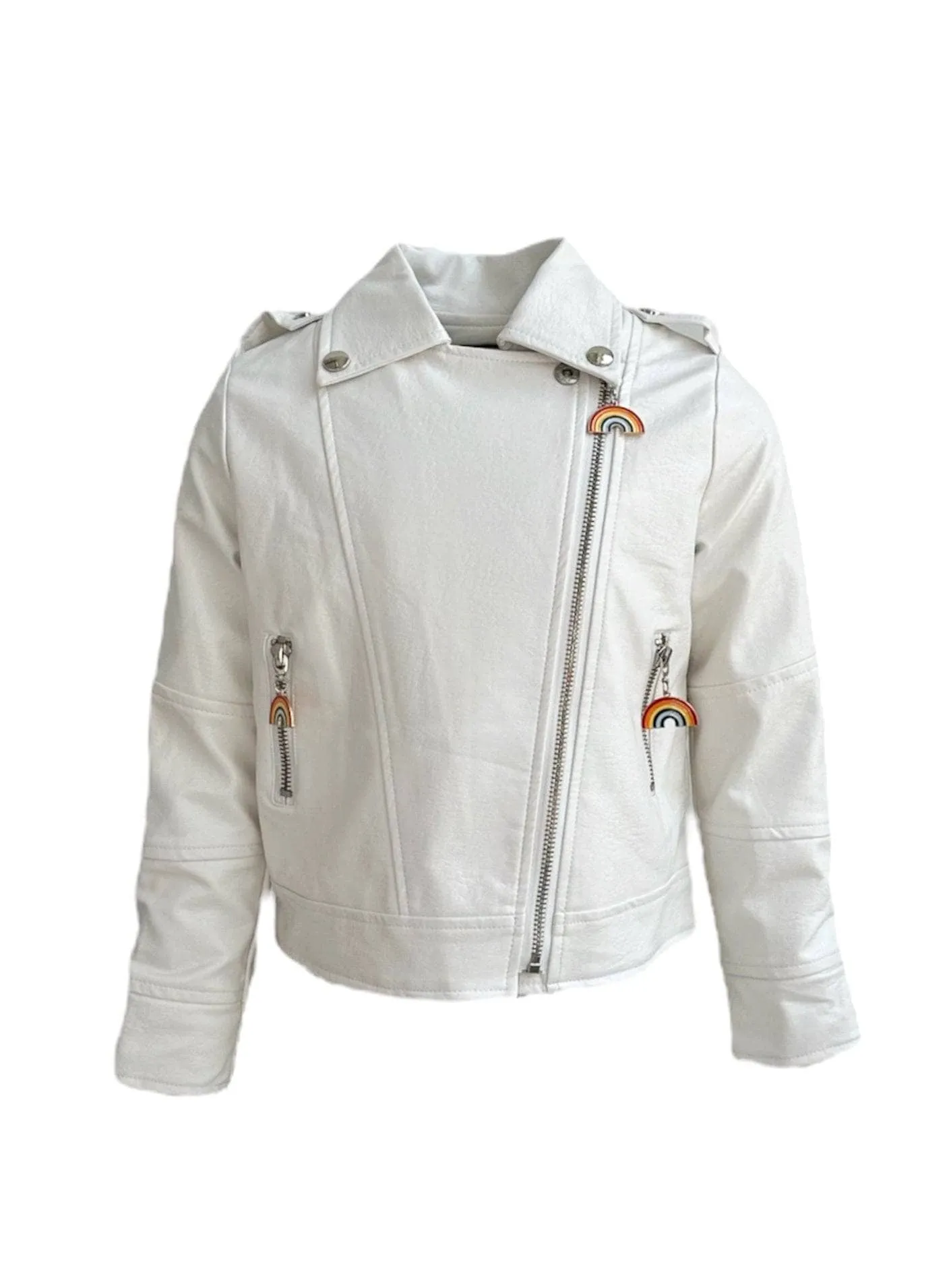 Women's Crystal Rainbow Rain Leather Jacket